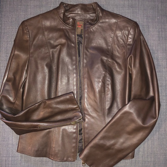 Damier Leather Brown cropped fitted jacket - Picture 5 of 6